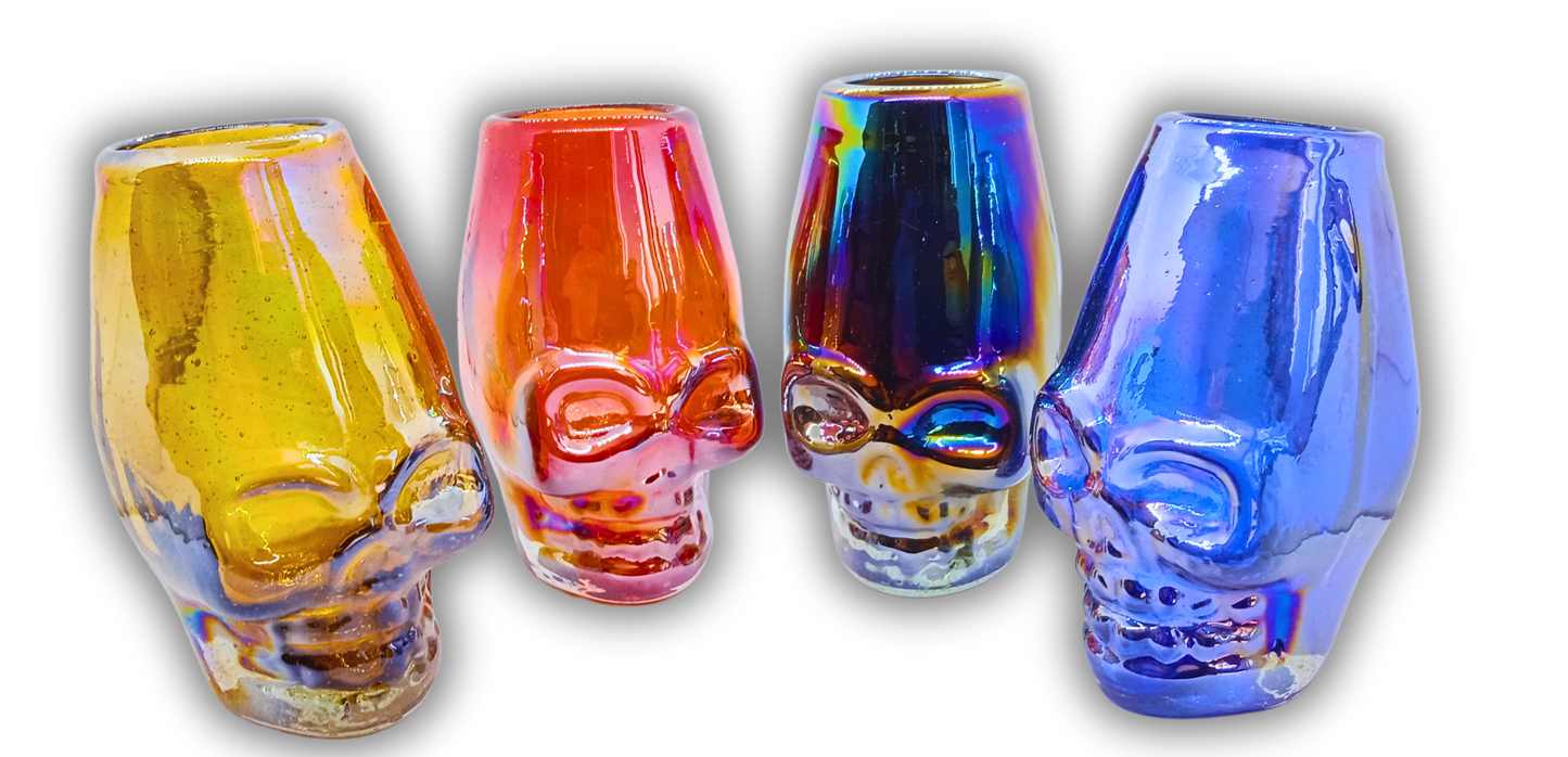Glass Skull Double Shot Glasses - Set of 2